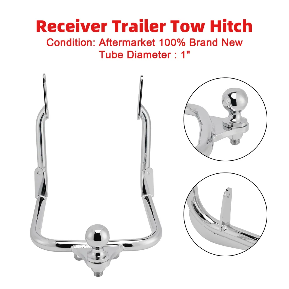 Receiver Trailer Tow Hitch Fit Touring Electra Street Glide FLHX 2009-2023 Silver