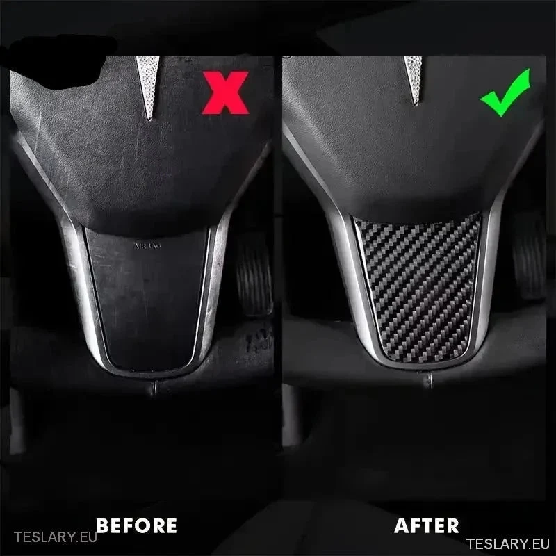 Tesla 3/Y Cover de acabamento em estilo de fibra de carbono de direção