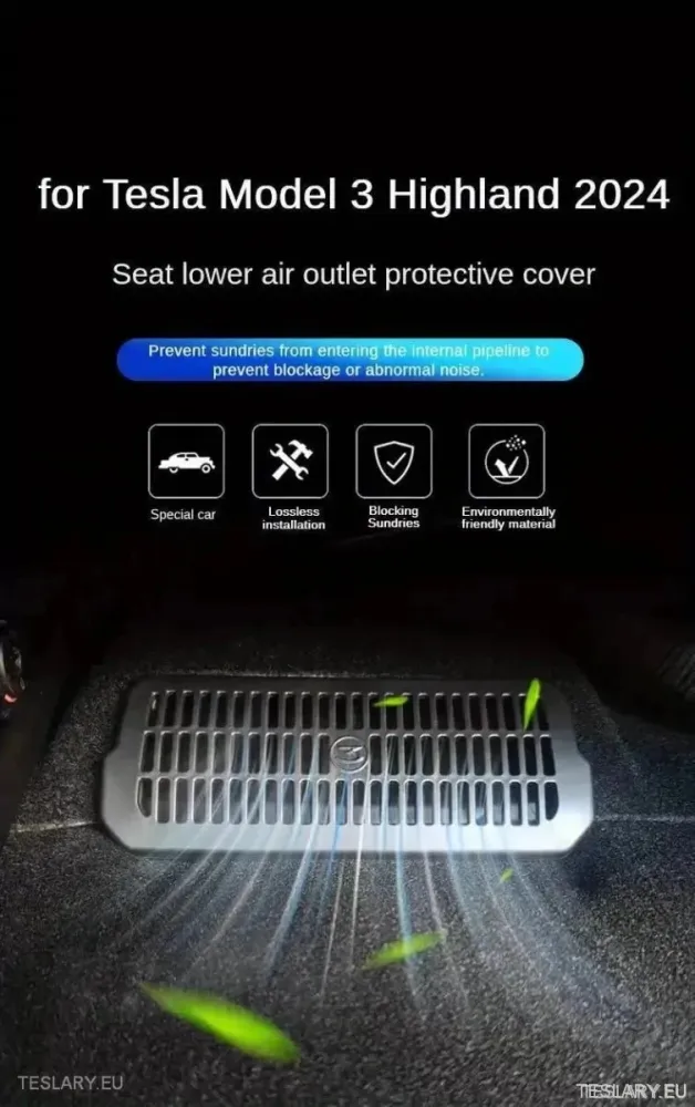 Tesla Modelo 3 +Highland sob tampa da saída de ar do assento (2 peças)