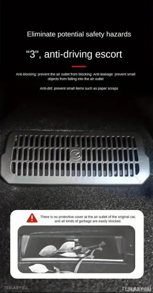 Tesla Modelo 3 +Highland sob tampa da saída de ar do assento (2 peças)