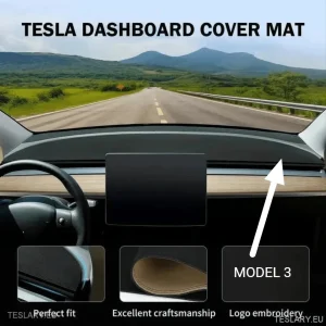 Tesla Modelo 3 Camurç Anti -Glare Painel Tampa com o logotipo Modelo 3