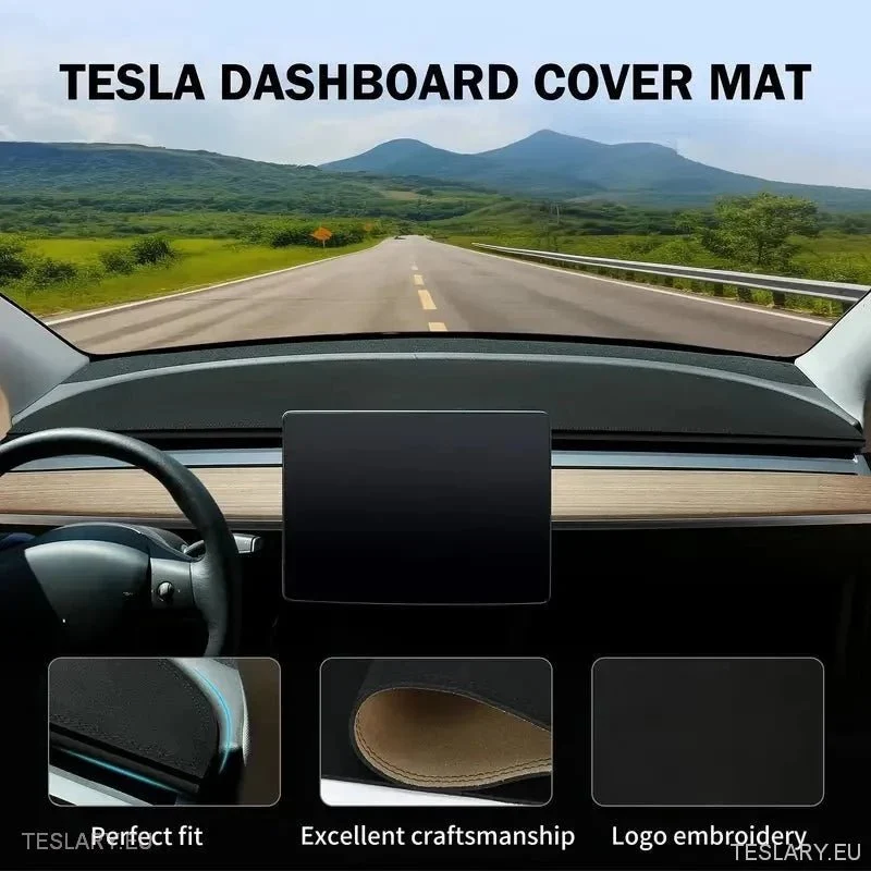 Tesla Modelo 3 Camurç Anti -Glare Painel Tampa com o logotipo Modelo 3