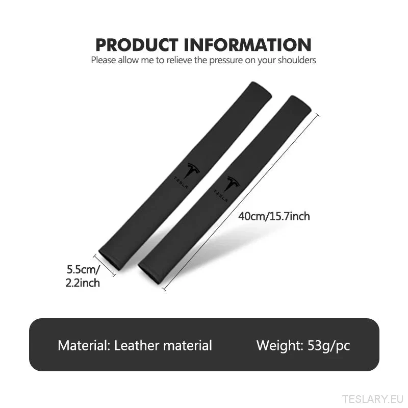 Tesla Seat Belt Comfort Pad - Tampa de ombro de couro premium com logotipo