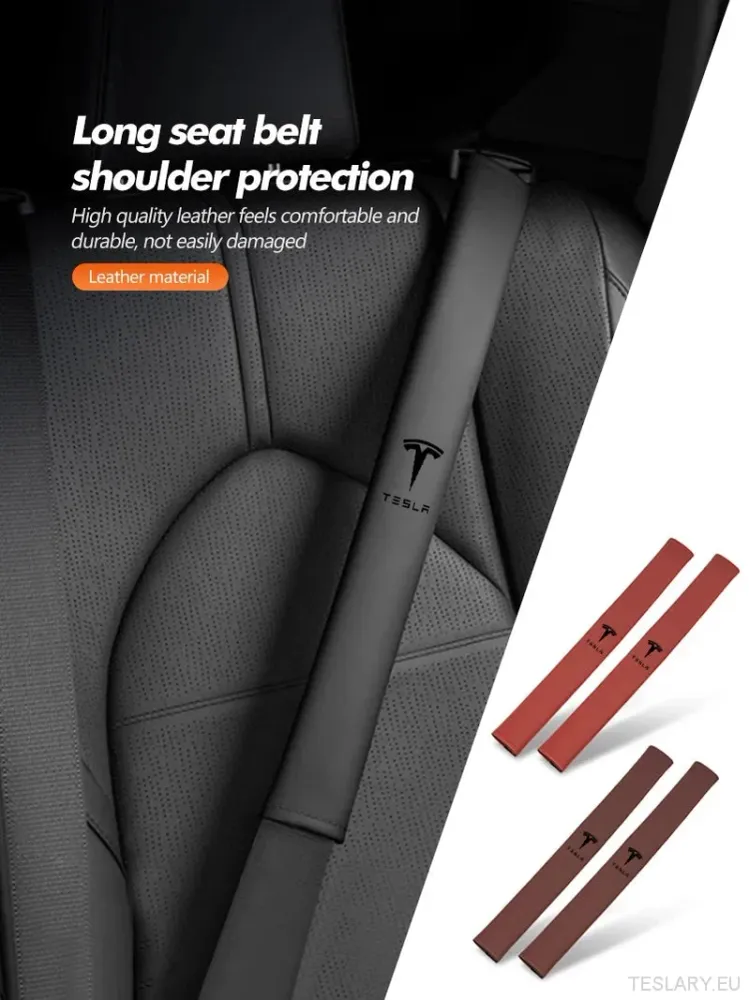 Tesla Seat Belt Comfort Pad - Tampa de ombro de couro premium com logotipo