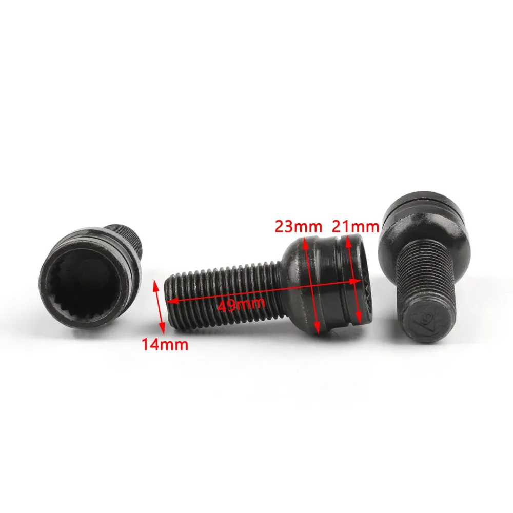 Conjunto 4+1 Parafusos de Roda Pretos de 17mm & Porca de trava para VW Golf Beetle Passat Audi Generic