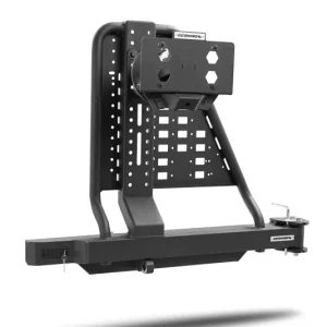 Go Rhino Swing--Way Hitch Mounted Tire Carrier (Lic. Plate Lights Not Included) - Textured Black