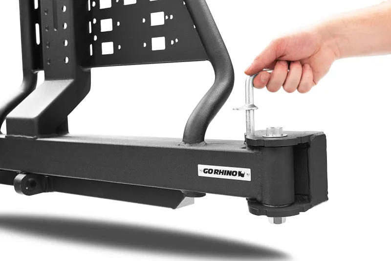 Go Rhino Swing--Way Hitch Mounted Tire Carrier (Lic. Plate Lights Not Included) - Textured Black