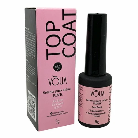 Top Coat Selante Pink Alto Brilho Vòlia 9g Volia
