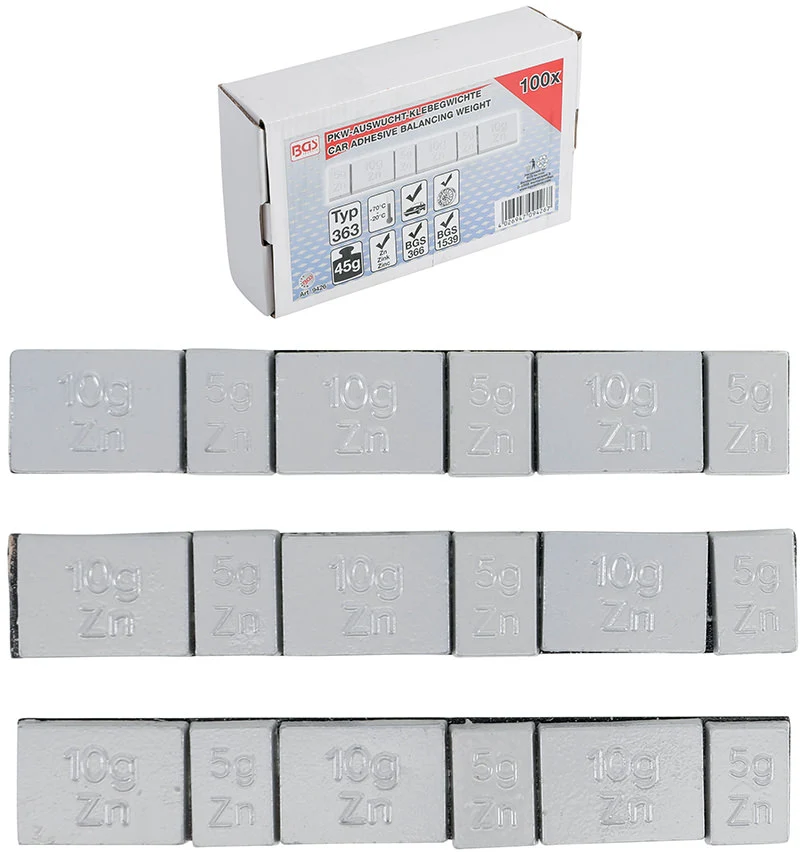 ASSORTIMENTO 100 PEZZI, PESI PER EQUILIBRATURA RUOTE BGS9426