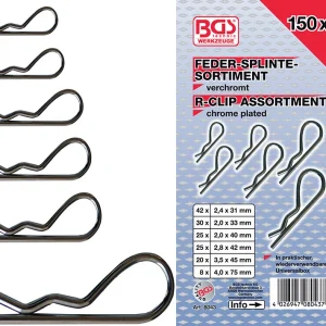 ASSORTIMENTO 150 PEZZI, COPPIGLIE DI SICUREZZA “R-CLIP” BGS8043
