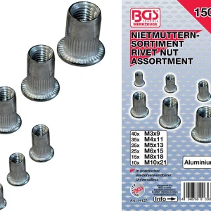 ASSORTIMENTO 150 PZ, RIVETTI FILETTATI ALLUMINIO BGS14127