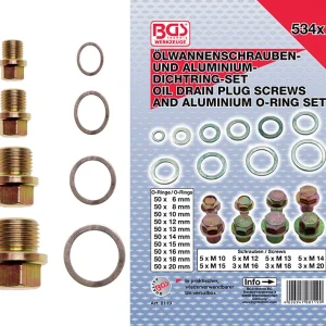 ASSORTIMENTO 534 PEZZI, TAPPI SCARICO OLIO E O-RING ALLUMINIO BGS8119