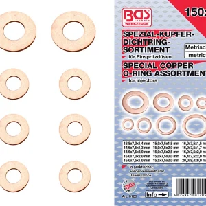 ASSORTIMENTO ANELLI RAME PER INIETTORI, 150 PZ. BGS8120