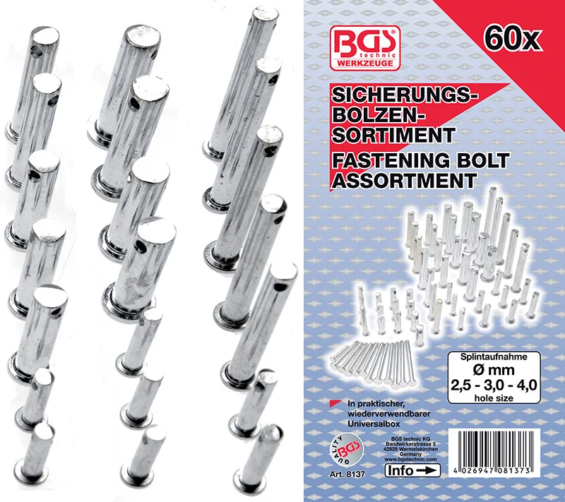 ASSORTIMENTO PERNI DI FISSAGGIO DA 60 PEZZI BGS8137