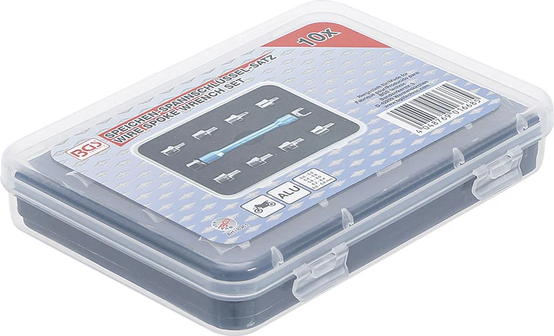 ASSORTIMENTO 10 PEZZI, CHIAVE PER NIPPLI RAGGI RUOTE, CON TESTE INTERCAMBIABILI BGS8361