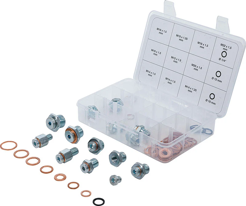 ASSORTIMENTO 63 PEZZI, PER RIPARAZIONE TAPPO DI SCARICO OLIO BGS70184