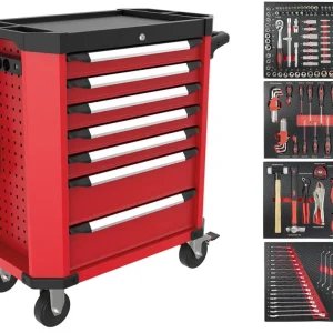 CARRELLO PORTAUTENSILI CON 7 CASSETTI ANTI RIBALTAMENTO 172 UTENSILI Fermec FM662AR