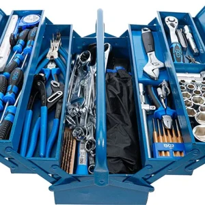 CASSETTA PORTA ATTREZZI LAMIERA, 5 SCOMPARTI, CON ASSORTIMENTO 137 UTENSILI BGS3340