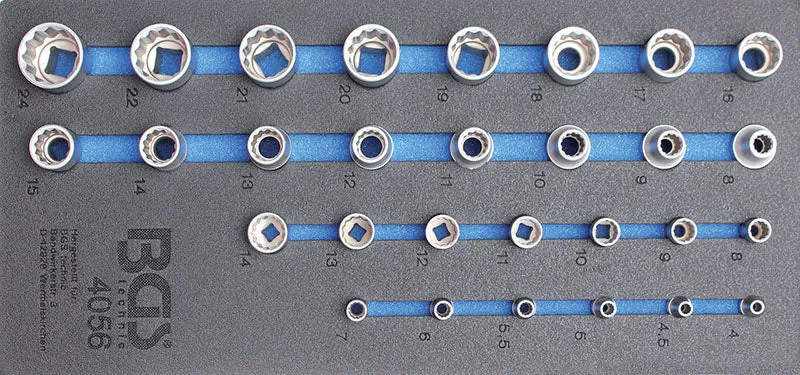 MODULO PER CARRELLO: BUSSOLE ATT. 1/4” E 1/2” POLIGONALI BGS4056