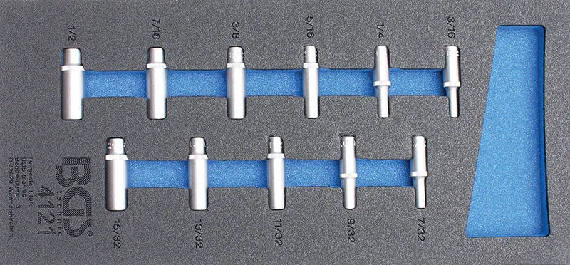 MODULO PER CARRELLO: 11 PEZZI, BUSSOLE ATT. 1/4” ESAGONALI LUNGHE POLLICI BGS4121
