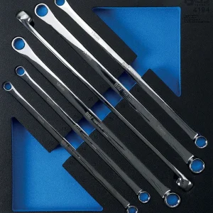 MODULO PER CARRELLO 6 PEZZI CHIAVI POLIGINALI DOPPIE DRITTE CROMATE EXTRA LUNGHE BGS4194