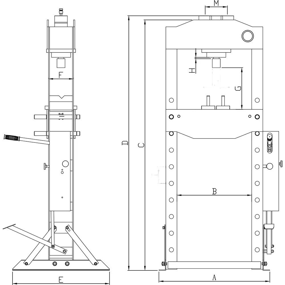 Pressa idraulica manuale e pneumatica con pistone mobile Fasano FG 742/20TP