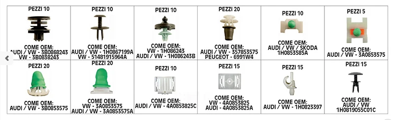 Set 160 clip automotive Bgs Fermec BGS9044 Audi Vw Peugeot Skoda