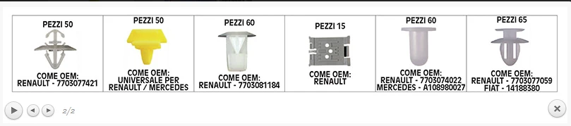 Set 300 clip automotive Bgs Fermec BGS9048 Renault Mercedes Fiat