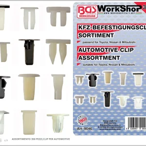 Set 350 clip automotive Bgs Fermec BGS9046 Mitsubishi Nissan Mazda Ford Vw Gm Fiat Mercedes Renault