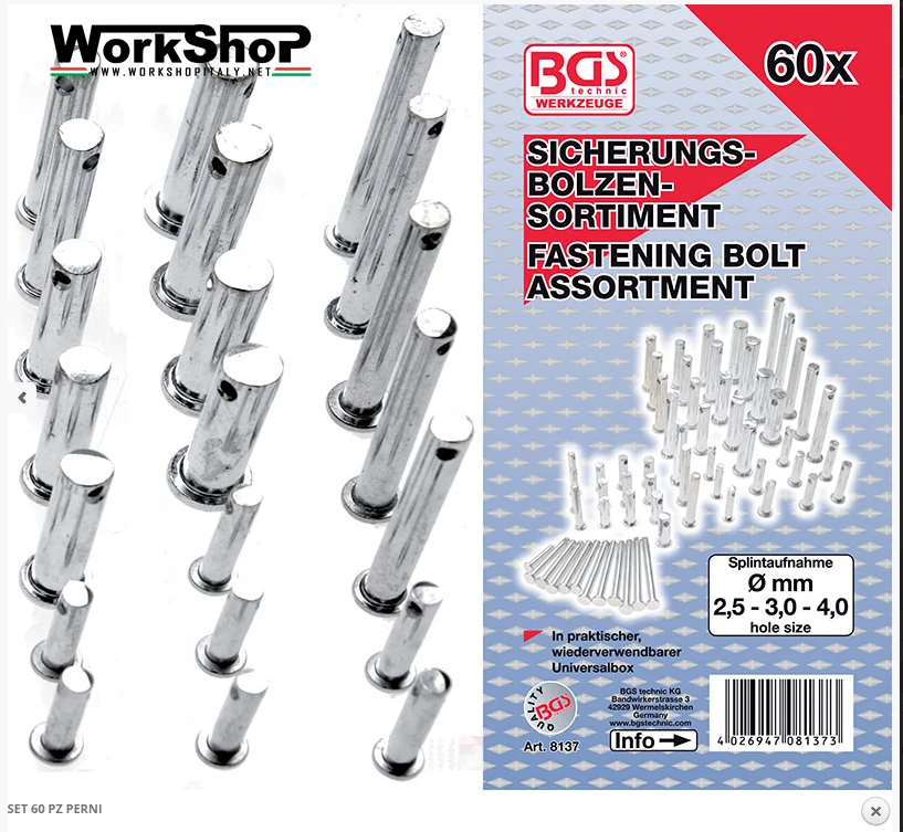 Set 60 perni di fissaggio Bgs Fermec BGS8137