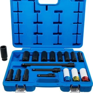 SET 18 PEZZI, BUSSOLE IMPACT E BUSSOLE RIVESTITE, ESAGONALI, ATT. 1/2", 10 - 24 MM BGS5202