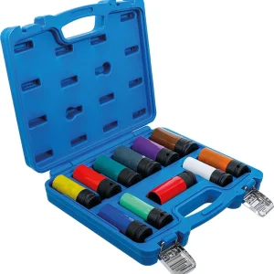 SET 11 PEZZI, BUSSOLE IMPACT RIVESTITE, ATT. 1/2”, 15 - 27 MM + DADI RUOTA SPECIALI BGS74254