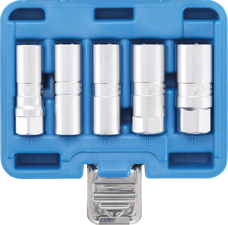 SET 5 PEZZI, BUSSOLE PER CANDELE ESAGONALI, ATT. 1/2", 14-21 MM BGS6641