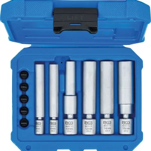 SET 11 PEZZI, BUSSOLE SNODATE PER CANDELE E CANDELETTE, ATTACCO 1/4” & 3/8”, 8-9-10-12-14-16 MM BGS80000