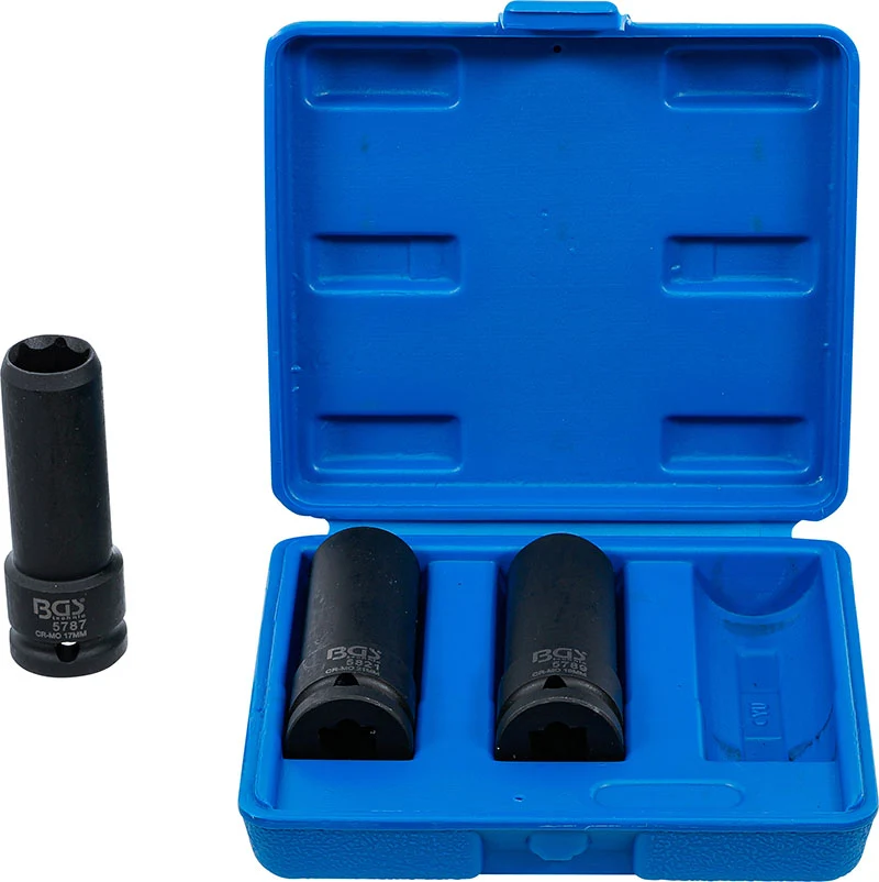 SET 3 PEZZI, BUSSOLE SPECIALI IMPACT, ATT. 1/2", 17 / 19 / 21 MM BGS80003