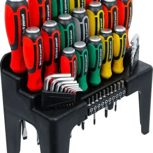 SET 44 PEZZI, CACCIAVITI E INSERTI, CON SUPPORTO PLASTICA BGS35836