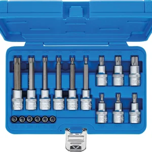 SET 18 PEZZI, CHIAVI BUSSOLA ATTACCO 1/4” E 1/2”, TORX C/FORO BGS5174