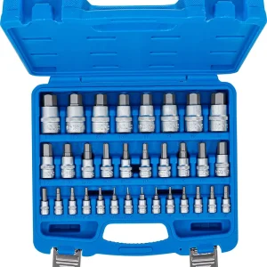 SET 32 PEZZI, CHIAVI BUSSOLA ESAGONALI, METRICHE 2-19 MM & POLLICI 1/4 - 9/16”, ATT. 1/4”-3/8”-1/2” BGS74258