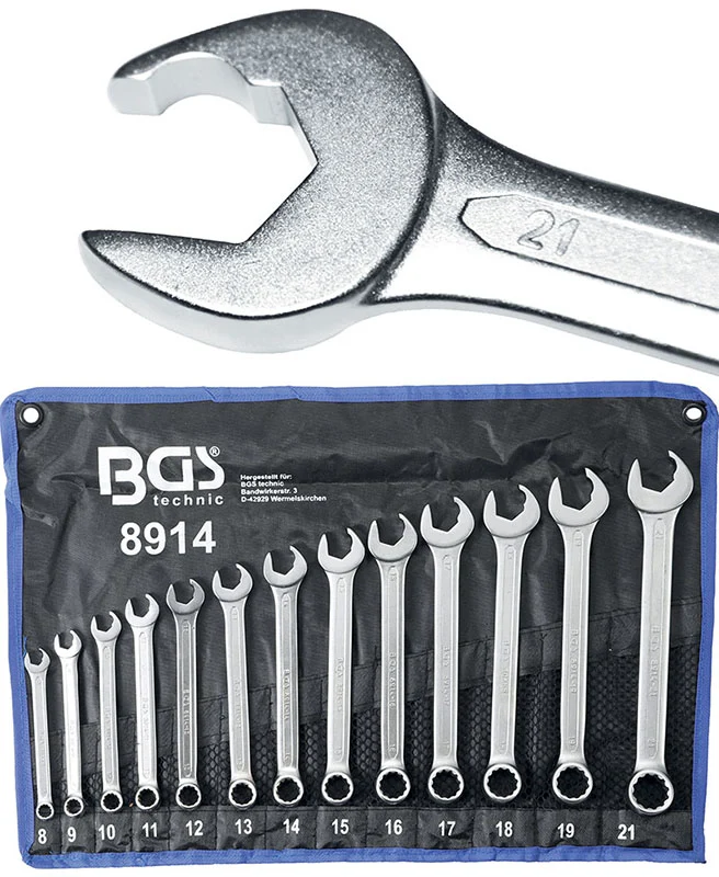 SET 13 PEZZI CHIAVI COMBINATE CON EFFETTO CRICCHETTO 8 - 21 MM BGS8914