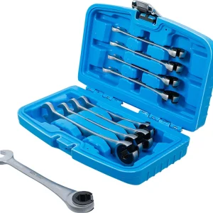 SET 9 PEZZI, CHIAVI COMBINATE CRICCHETTO PER RACCORDI TUBI, 8 - 17 MM BGS30849