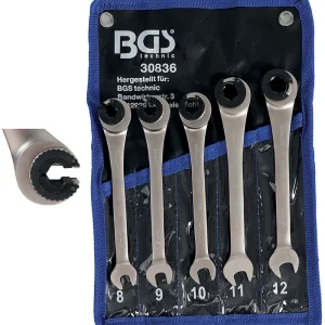 SET 5 PEZZI, CHIAVI COMBINATE CRICCHETTO PER RACCORDI TUBI BGS30836