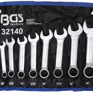SET 8 PEZZI, CHIAVI COMBINATE, TIPO CORTO, POLLICI, 3/8” - 7/8” BGS32140