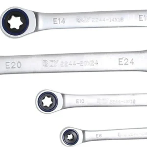SET 4 PEZZI, CHIAVI CRICCHETTO DOPPIA ESTREMITÀ TIPO TORX BGS2244