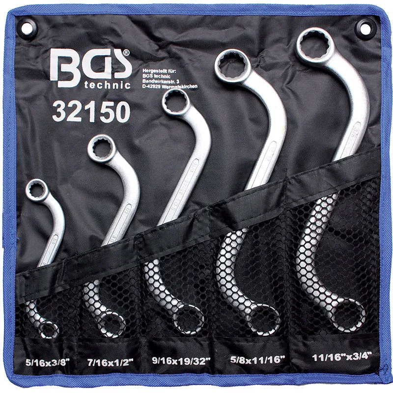 SET 5 PEZZI, CHIAVI DOPPIO ANELLO TIPO “S”, FORMATI POLLICI, 3/8” - 3/4” BGS32150