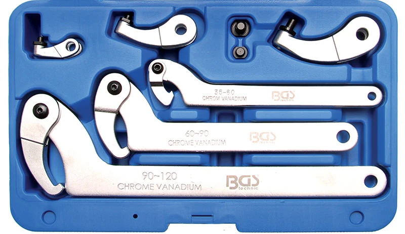 SET 8 PEZZI, CHIAVI SETTORE SNODATE 35 - 120 MM BGS8542