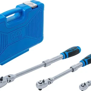 SET 3 PEZZI, CRICCHETTI REVERSIBILI ESTENSIBILI, SNODATI, ATTACCO 1/4” - 3/8” - 1/2” BGS25128
