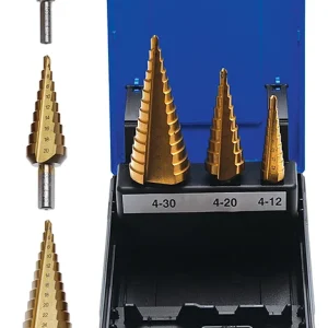 SET 3 PEZZI FRESE GRADINI, RIVESTIMENTO AL TITANIO,4-30 MM BGS1624