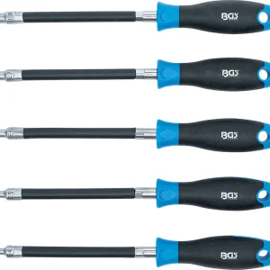 SET 5 PEZZI, IMPUGNATURA TORX FEMMINA FLESSIBILE, E4-E8, LUNGHEZZA LAMA 150 MM BGS70019