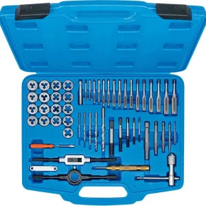 SET 56 PEZZI, MASCHI E FILIERE, MISURE METRICHE M3-M12 BGS70104