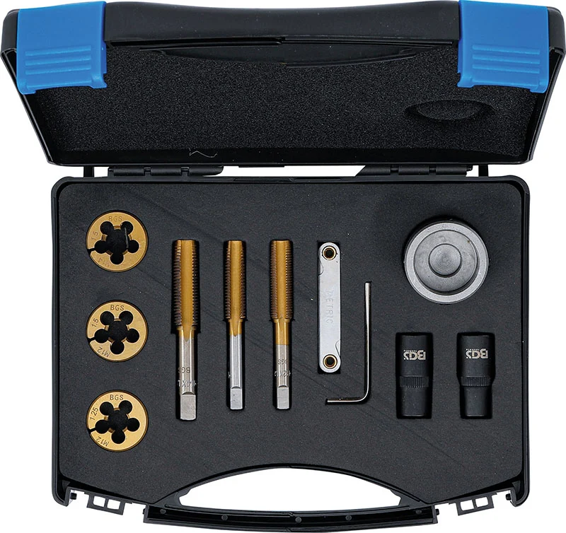 SET 12 PEZZI, MASCHI E FILIERE PER MOZZI E DADI RUOTA BGS71039